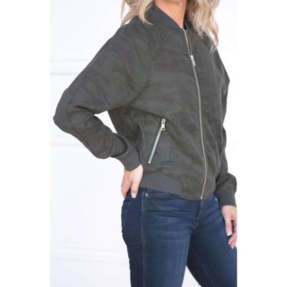 NEW LEVEL99 remy linen bomber in midnight camo - Picture 2 of 3